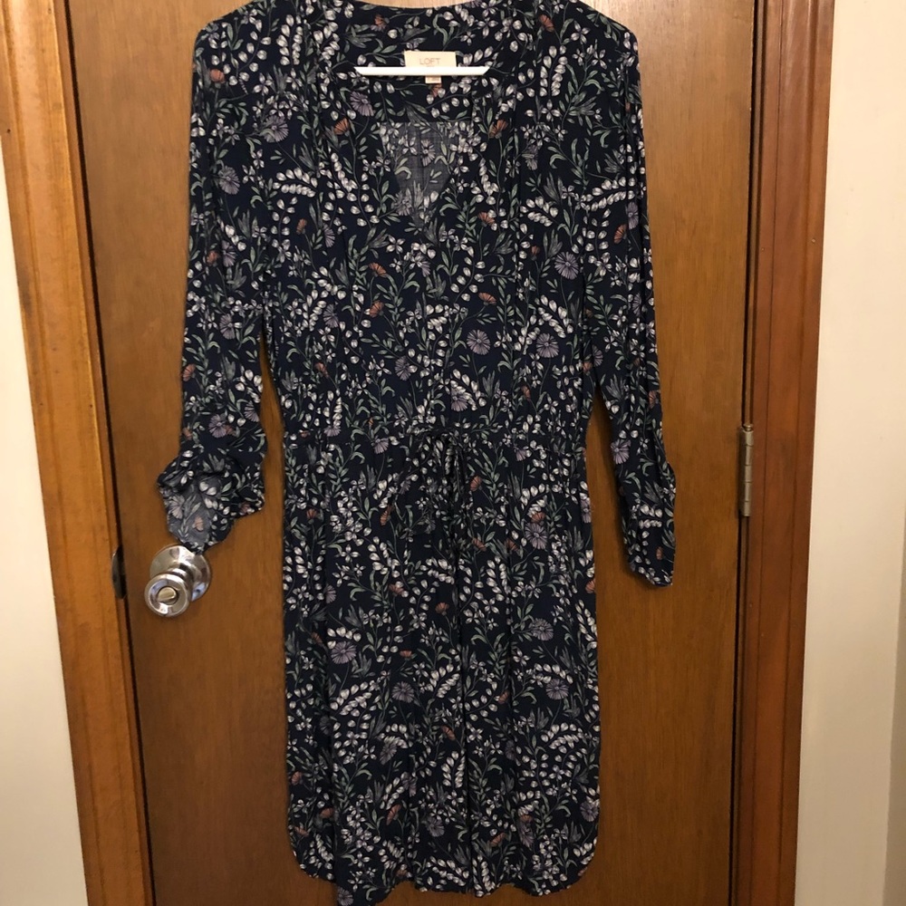 Long sleeved blue dress